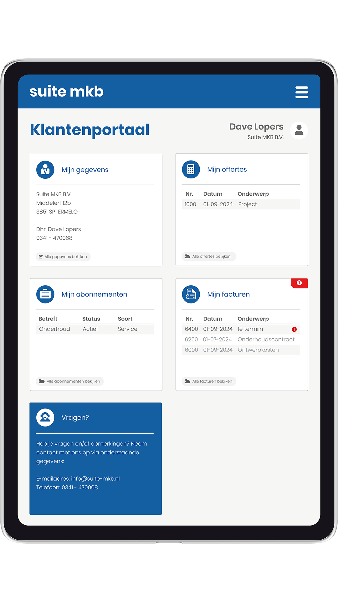 Het klantenportaal van Suite MKB Het klantenportaal van Suite MKB